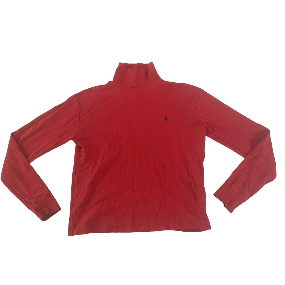 VTG Ralph Lauren Sport Women's Size S Red Turtleneck Long Sleeve 100% Cotton